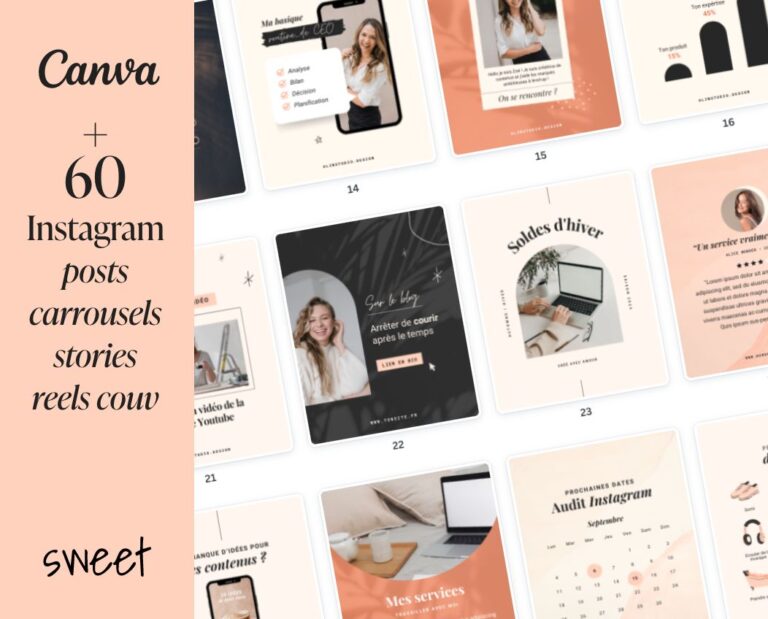 Template Instagram pour coach, créatifs, thérapeute, business, girlboss