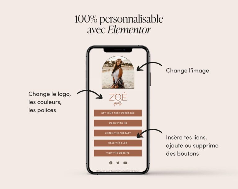 Page de liens Boho, lien en bio Instagram, Page multi-liens TikTok WordPress Elementor