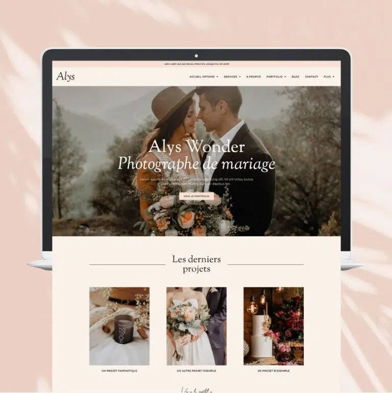 Template WordPress photographe portfolio, Alys. Theme Elementor pro