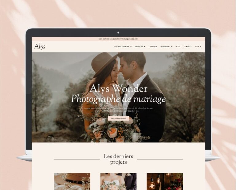 Template WordPress photographe portfolio, Alys. Theme Elementor pro