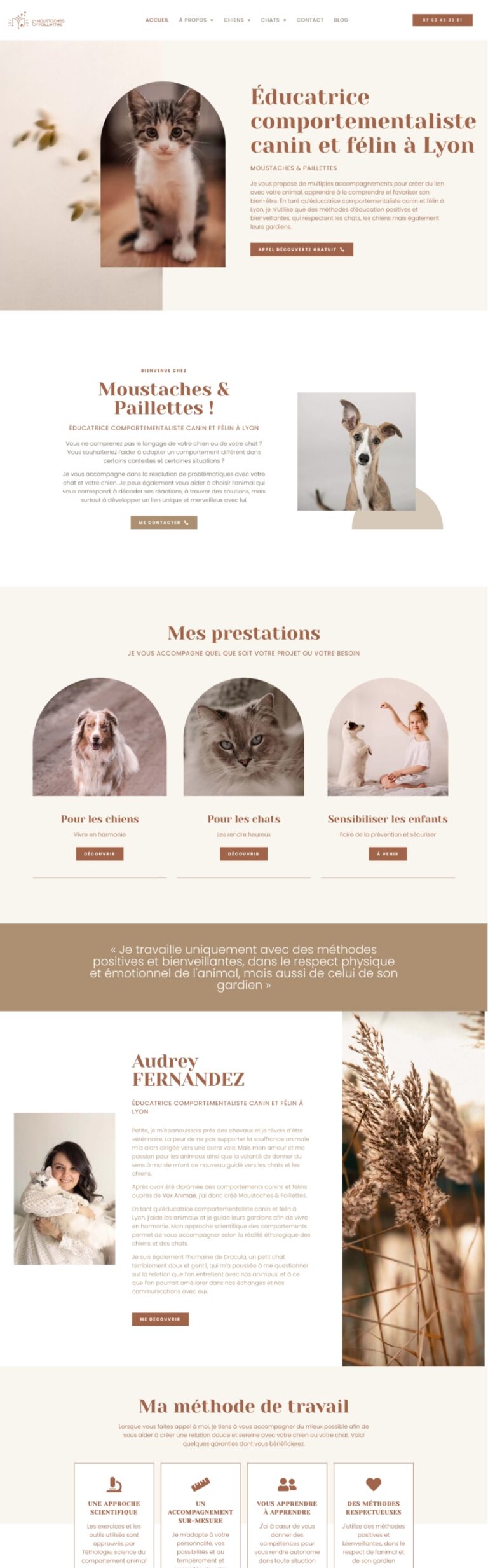 Theme wordpress educateur canin felin, template Elementor