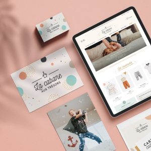 La Cabane aux trésors, création d'identit" visuelle et site internet ecommerce, logo vêtements enfants boutique en ligne