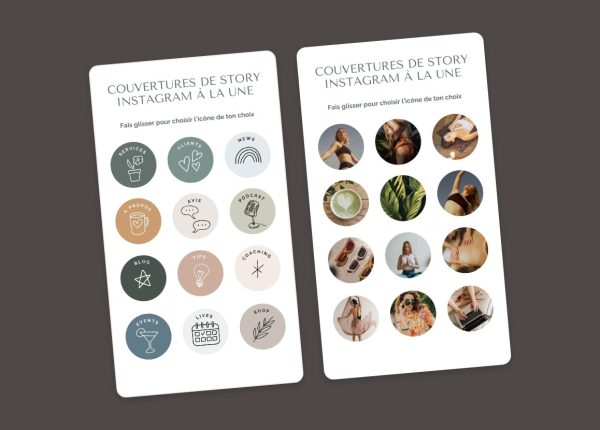 Templates couverture de stories Instagram, highlight insta cover, Canva template