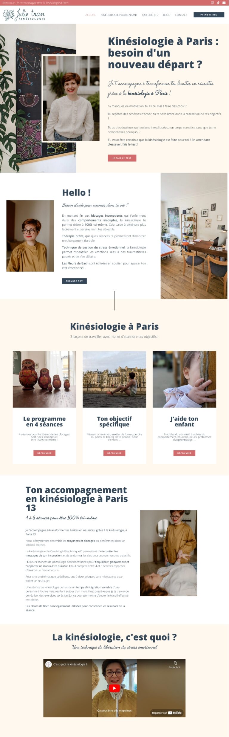 Thème WordPress Kinesiologue, template Elementor