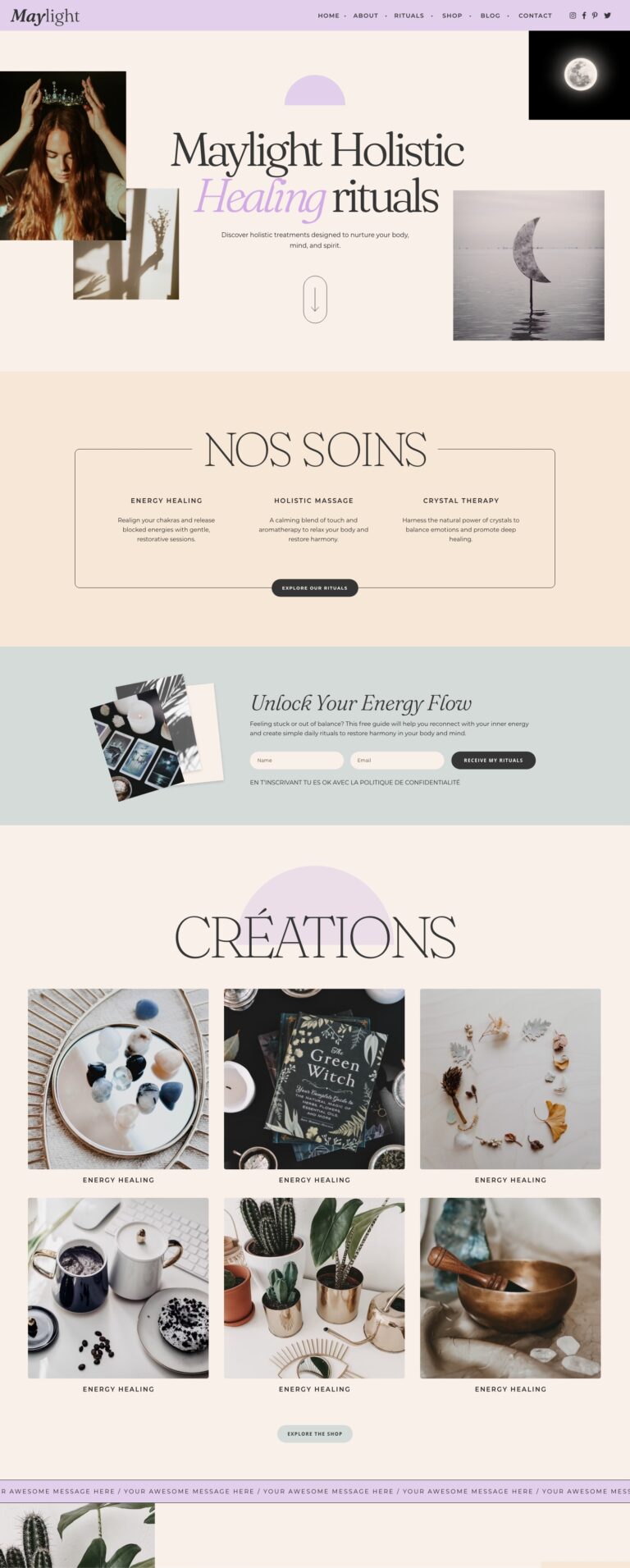 Template WordPress Bien-être et spiritualité, coach holistique