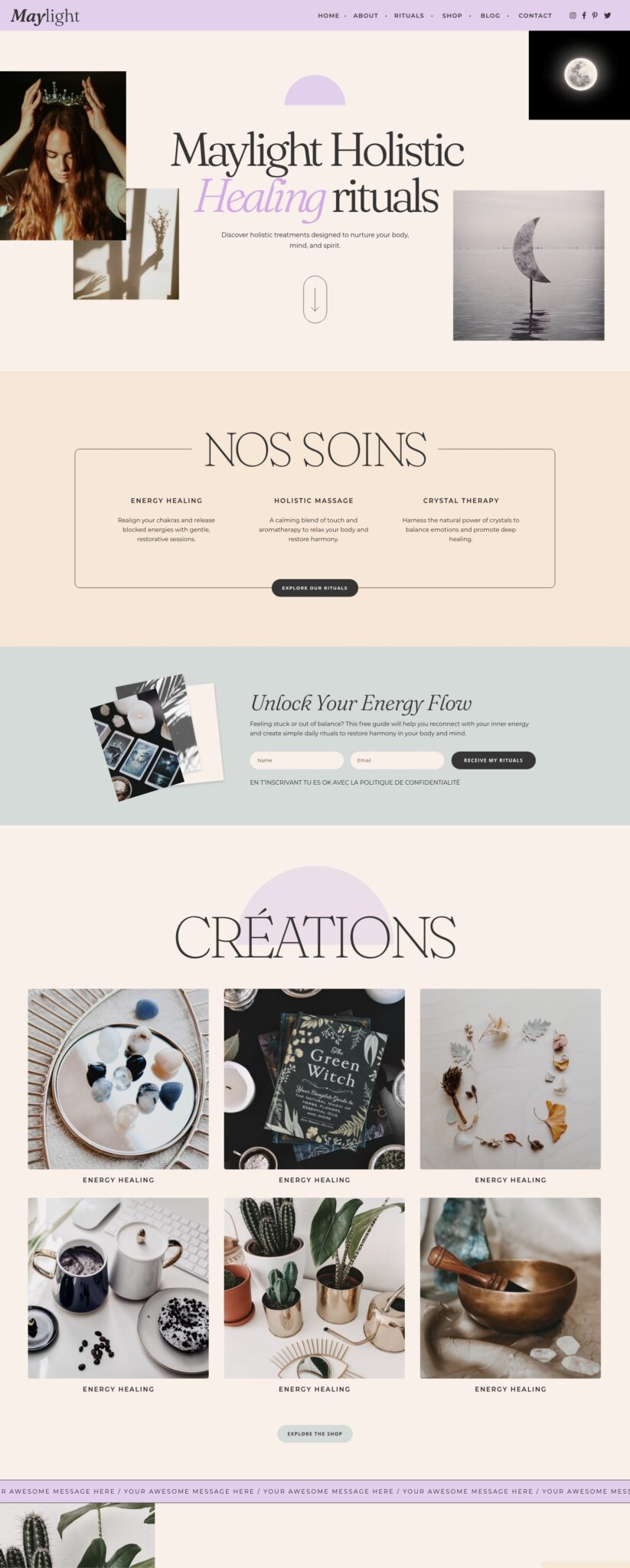 Template WordPress Bien-être et spiritualité, coach holistique