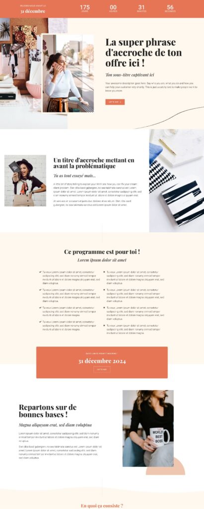 Template Page de vente Elementor
