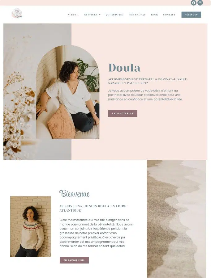 Theme WordPress Doula, template Elementor