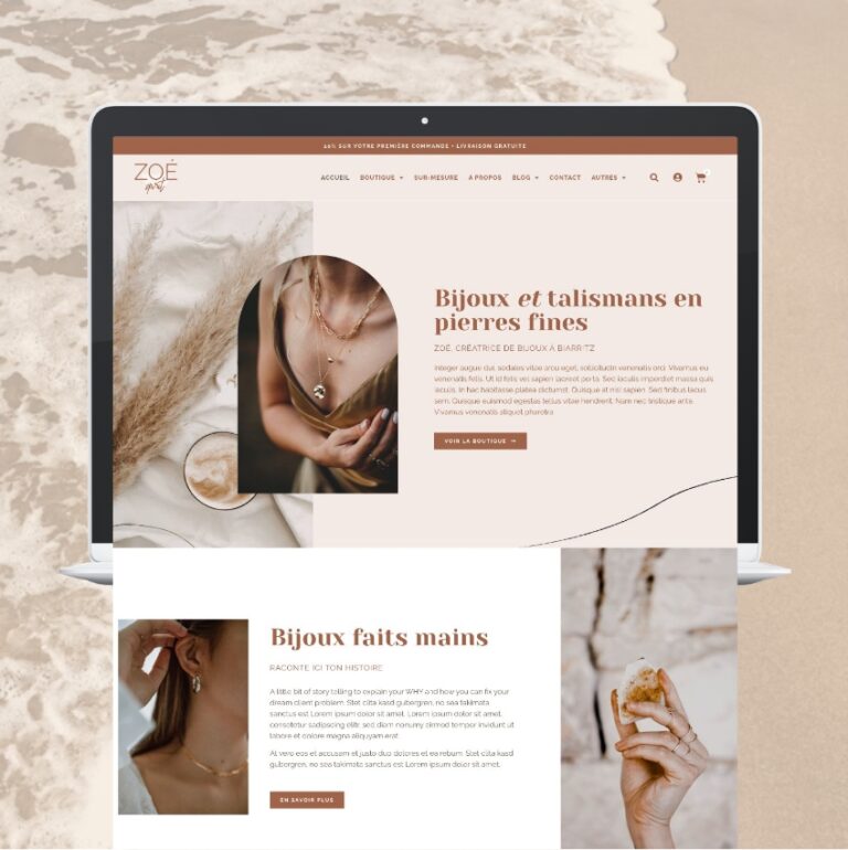 Template WordPress Elementor WooCommerce, boutique en ligne créatrice, déco, bébé, bijoux, artisan, déco