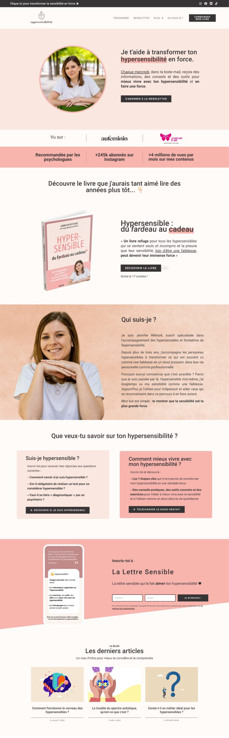 Coach pour hypersensibles, template WordPress Coach de vie, thème