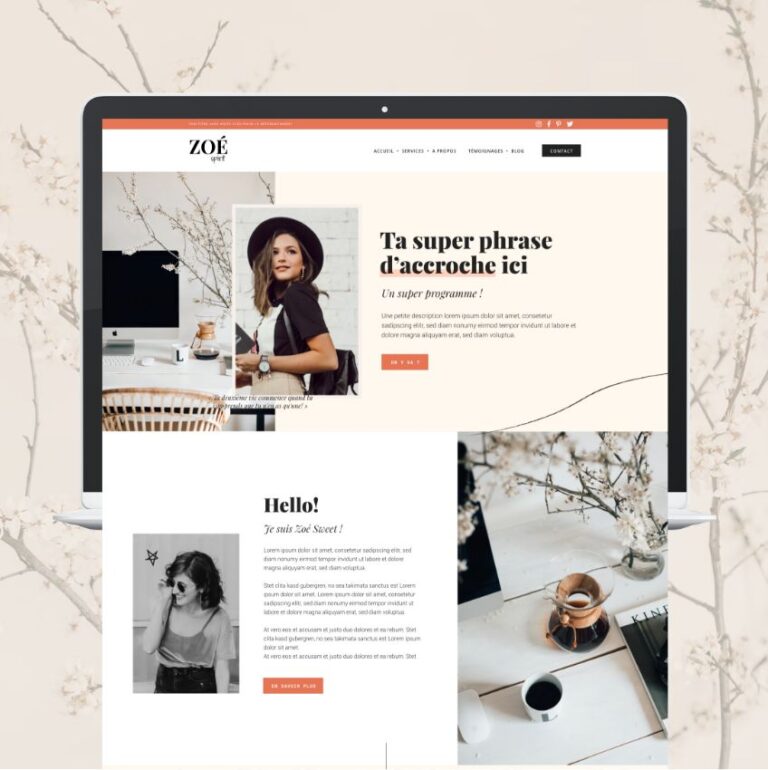 Feminine website template Elementor - Zoe Sweet