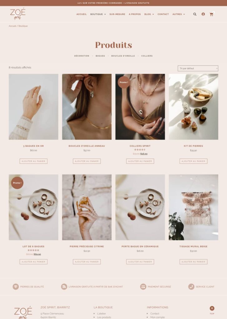 Template kit elementor boutique en ligne woocommerce