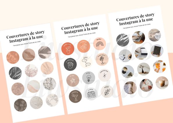 Templates couverture de stories Instagram, highlight insta cover, Canva template