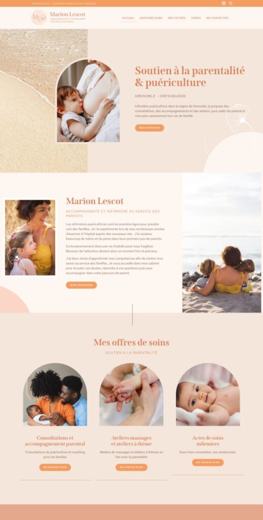 Site WordPress infirmière puériculture, bébé, naturel, doux