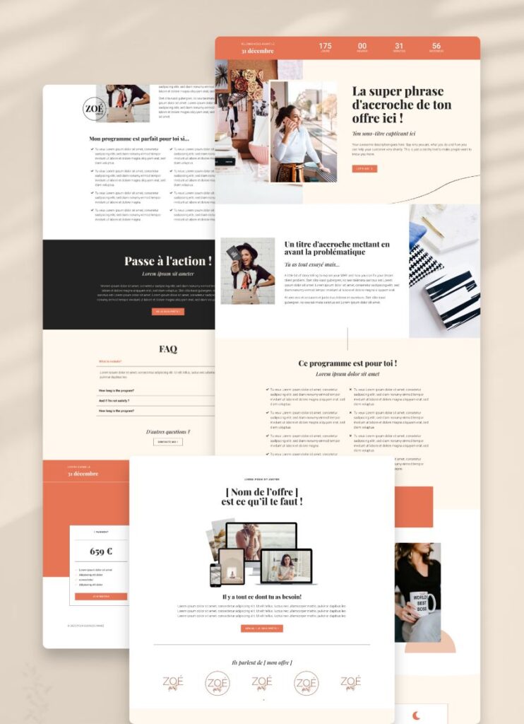Add-on Zoe Sweet - Template de page de vente WordPress Elementor pour coach et programmes en ligne